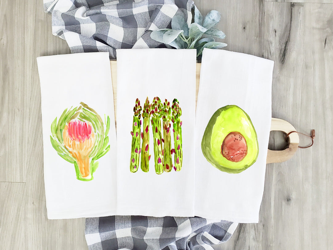 Vegetable - Kitchen Tea Towel, Hand Dish, Housewarming, Funny, Friend, Gift 1B 1D