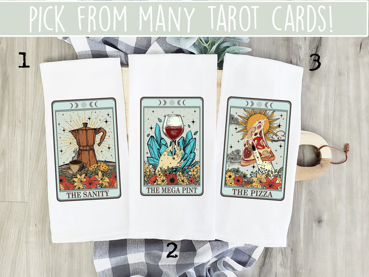 Tarot Card Gift, Towel Kitchen Decor, Tarot Kitchen Towels, Tarot Dish Towels, Cute Tarot Gift, Mystic Gift, Mystic Kitchen