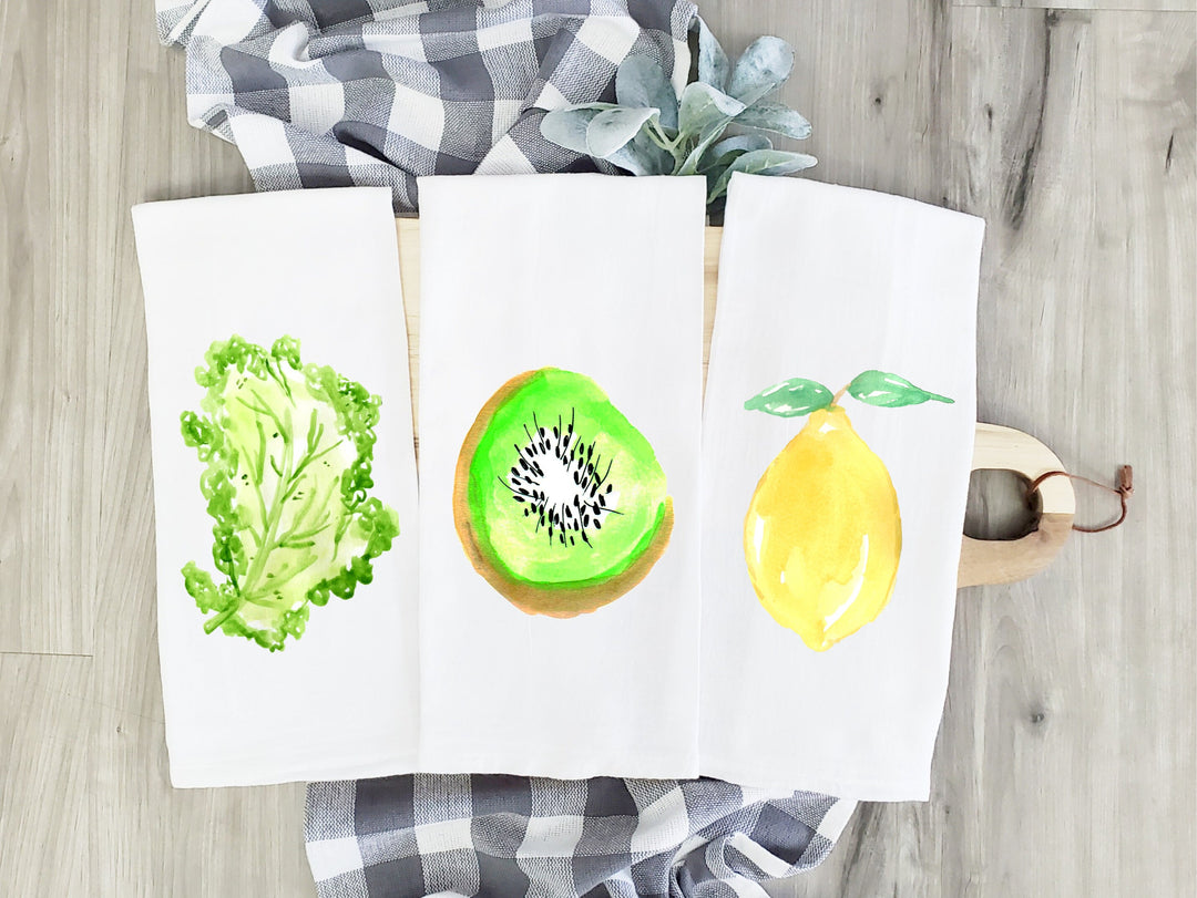 Vegetable - Kitchen Tea Towel, Hand Dish, Housewarming, Funny, Friend, Gift 1B 1D