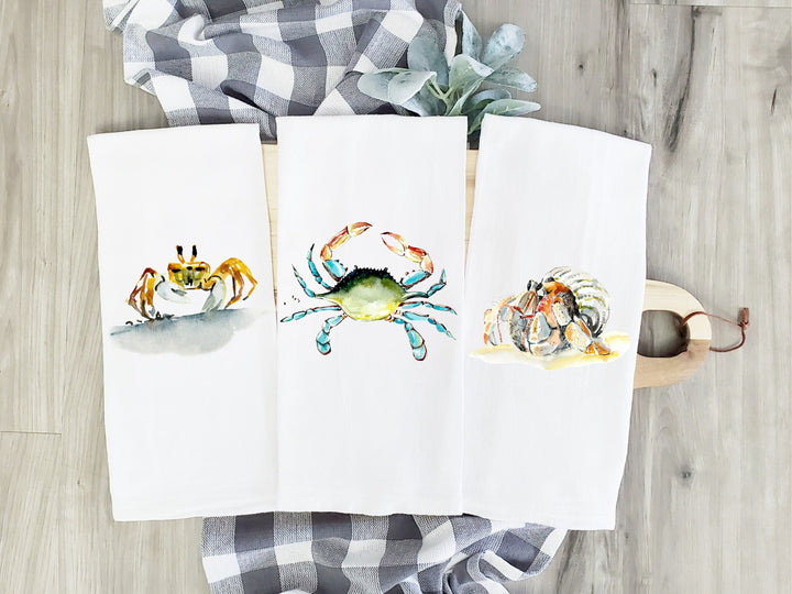 Crab Beach - Kitchen Tea Towel, Hand Dish, Housewarming, Funny, Friend, Gift