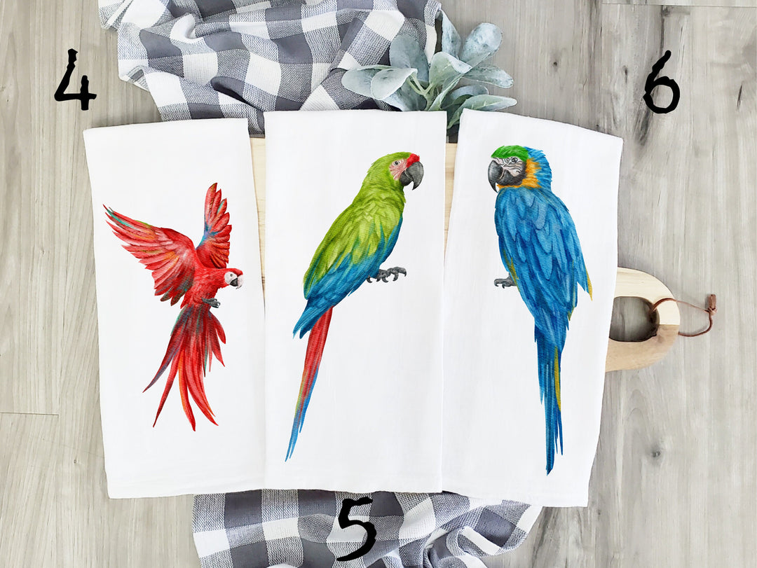 Parrot Tropical - Kitchen Tea Towel, Hand Dish, Housewarming, Funny, Friend, Gift