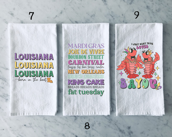 Mardi Gras - Kitchen Tea Towel, Hand Dish, Housewarming, Funny, Friend, Gift 1A