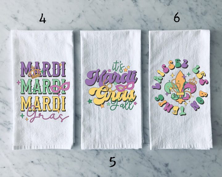 Mardi Gras - Kitchen Tea Towel, Hand Dish, Housewarming, Funny, Friend, Gift 1A