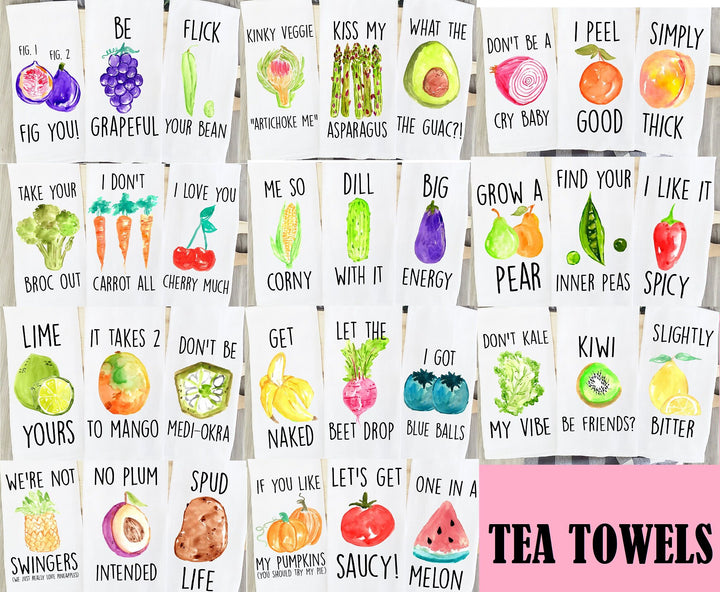 Fruit Vegetable Adult - Kitchen Tea Towel, Hand Dish, Housewarming, Funny, Friend, Gift