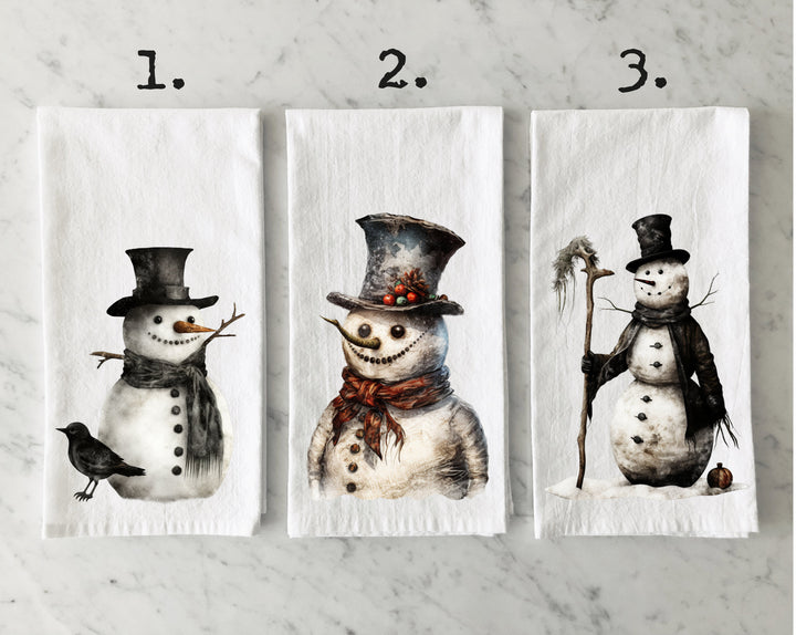 Christmas Snowman - Kitchen Tea Towel, Hand Dish, Housewarming, Funny, Friend, Gift