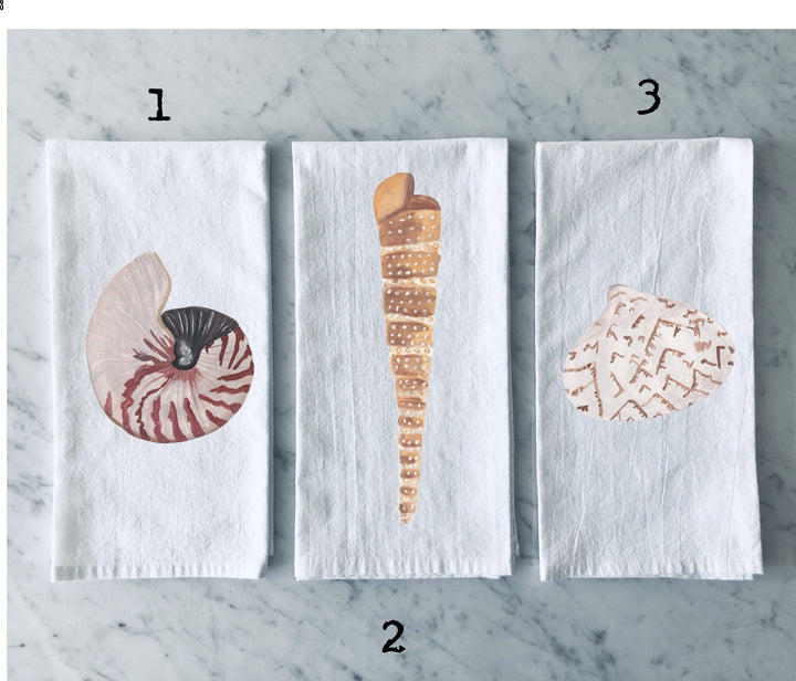 Seashell Beach - Kitchen Tea Towel, Hand Dish, Housewarming, Funny, Friend, Gift