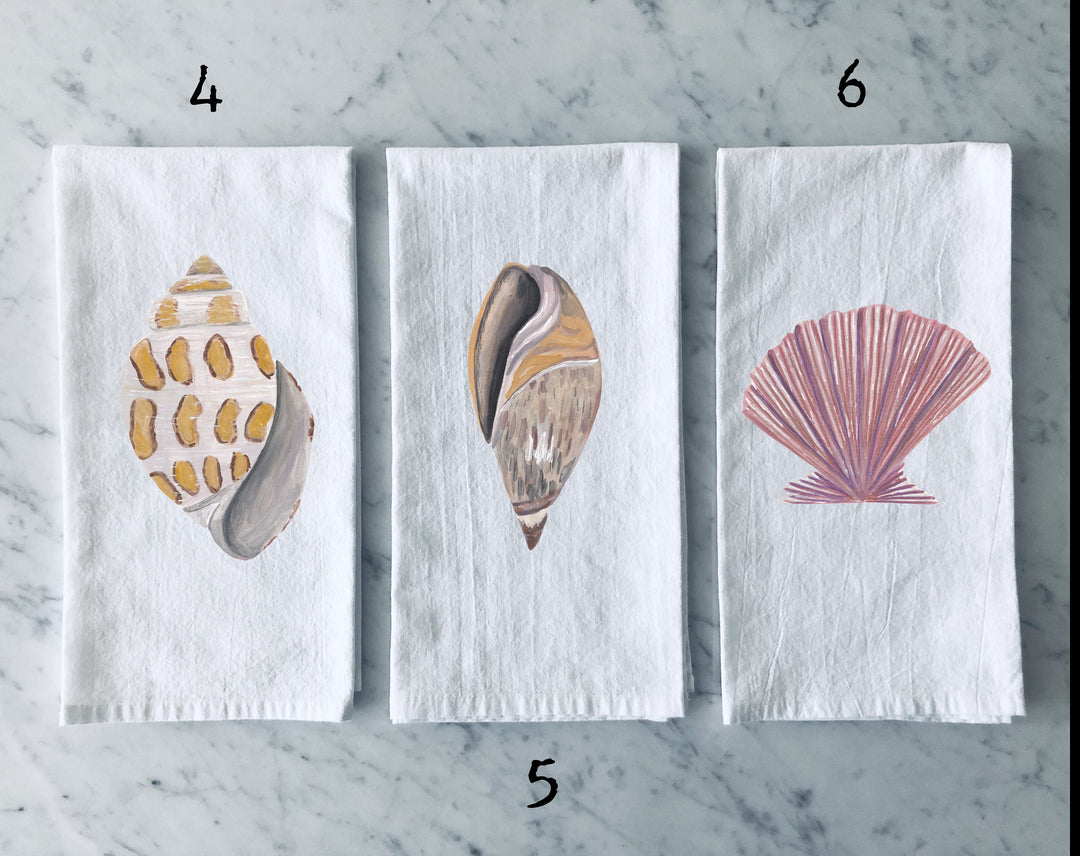 Seashell Beach - Kitchen Tea Towel, Hand Dish, Housewarming, Funny, Friend, Gift