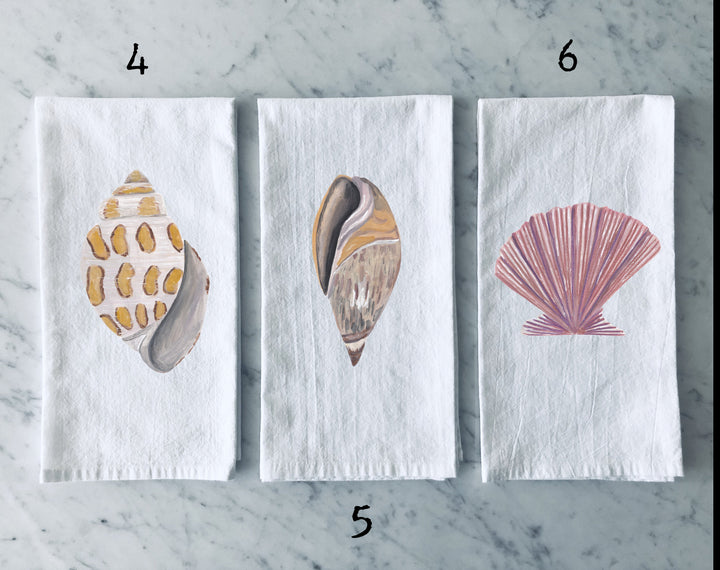 Seashell Beach - Kitchen Tea Towel, Hand Dish, Housewarming, Funny, Friend, Gift