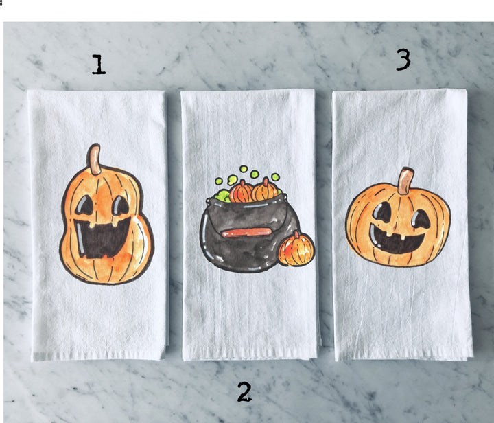 Halloween Pumpkin - Kitchen Tea Towel, Hand Dish, Housewarming, Funny, Friend, Gift