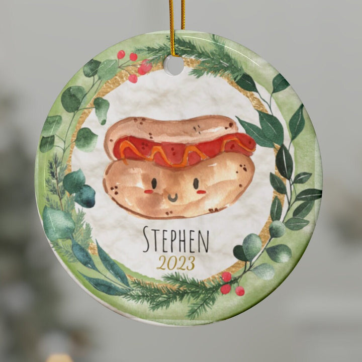 Hot Dog - Christmas Ornament, Ceramic, Funny Personalized, Tree Decoration