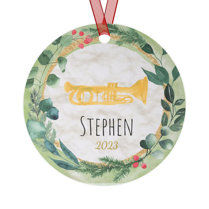 Trumpet - Christmas Ornament, Ceramic, Funny Personalized, Tree Decoration