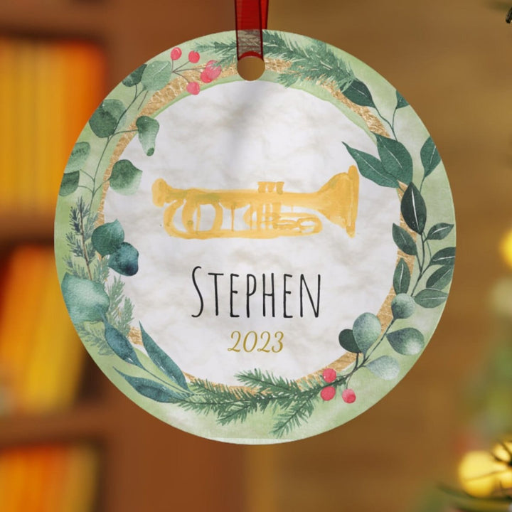 Trumpet - Christmas Ornament, Ceramic, Funny Personalized, Tree Decoration