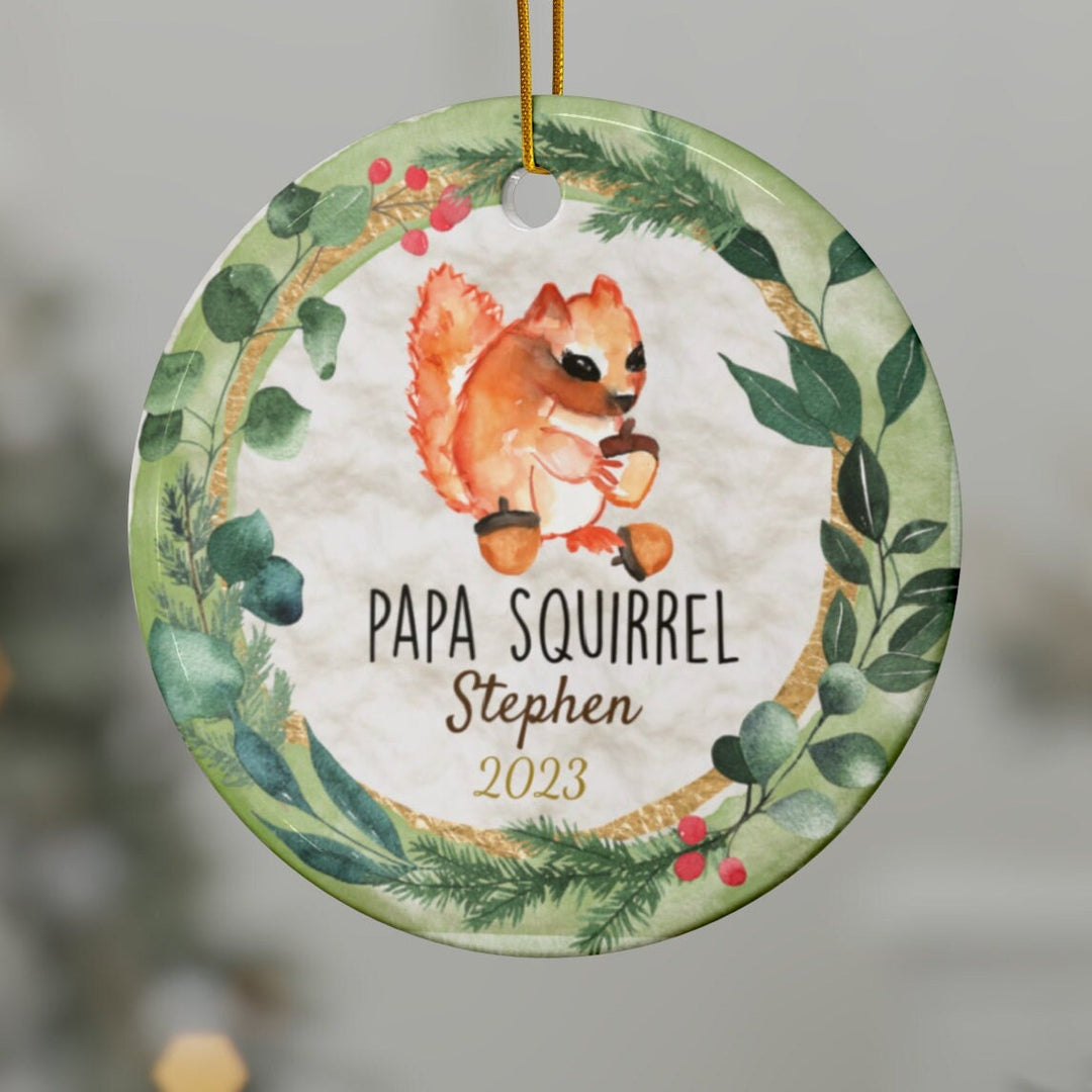 Squirrel Ornament - Christmas Ornament, Ceramic, Funny Personalized, Tree Decoration 1A