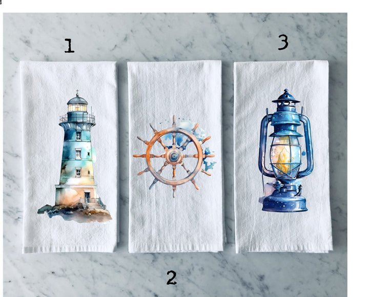 Lighthouse Nautical - Kitchen Tea Towel, Hand Dish, Housewarming, Funny, Friend, Gift