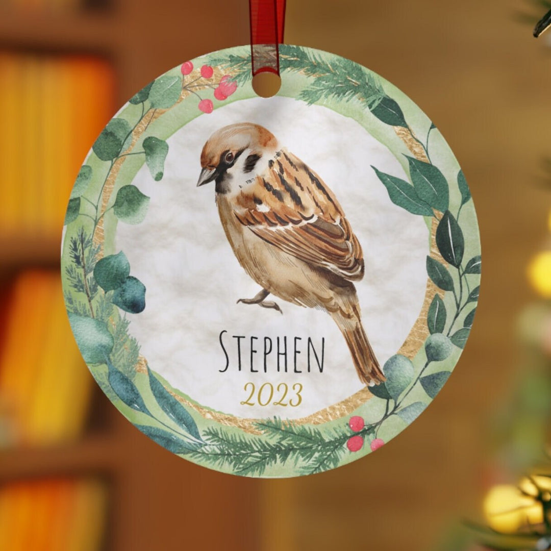 Sparrow Bird - Christmas Ornament, Ceramic, Funny Personalized, Tree Decoration