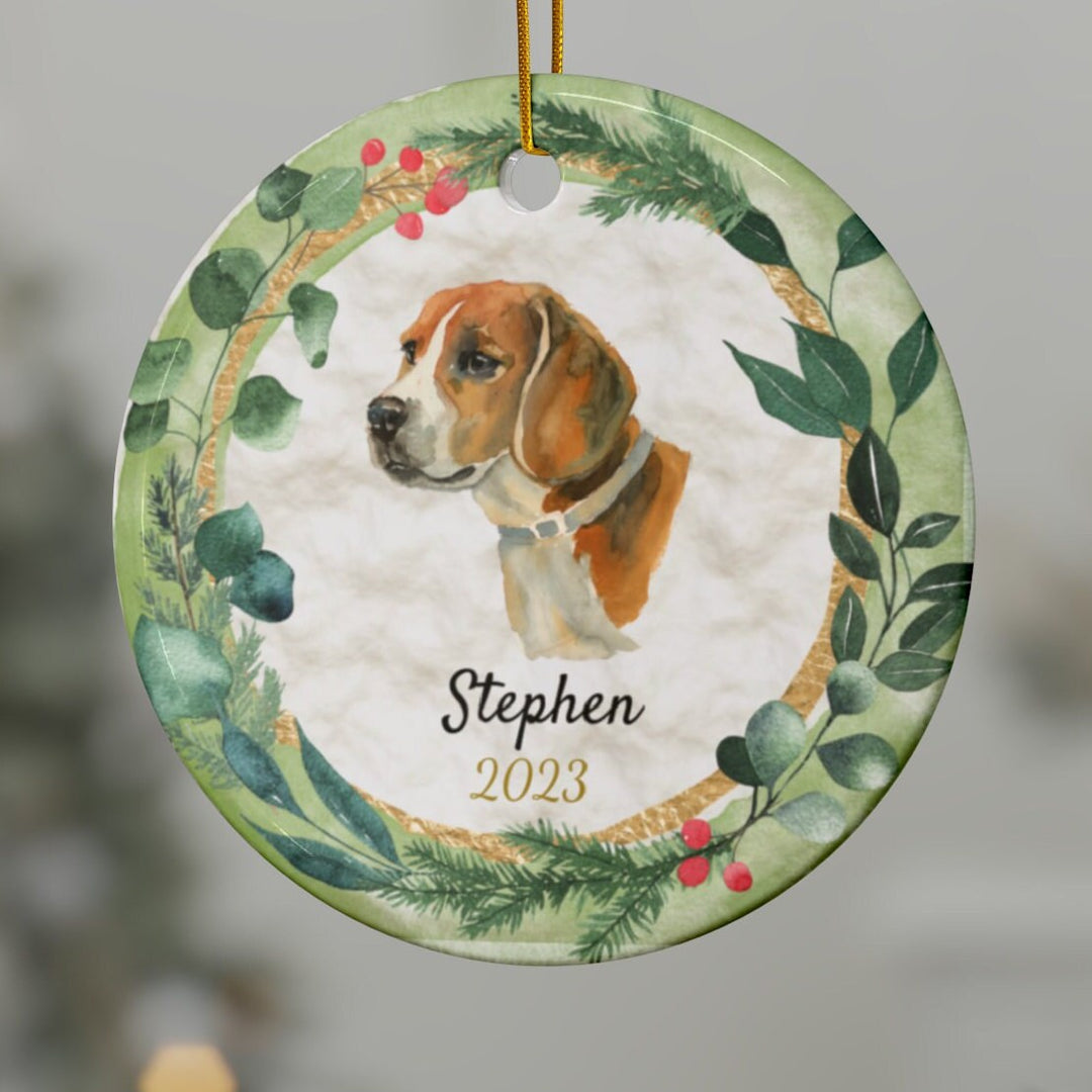 Beagle Dog - Christmas Ornament, Ceramic, Funny Personalized, Tree Decoration