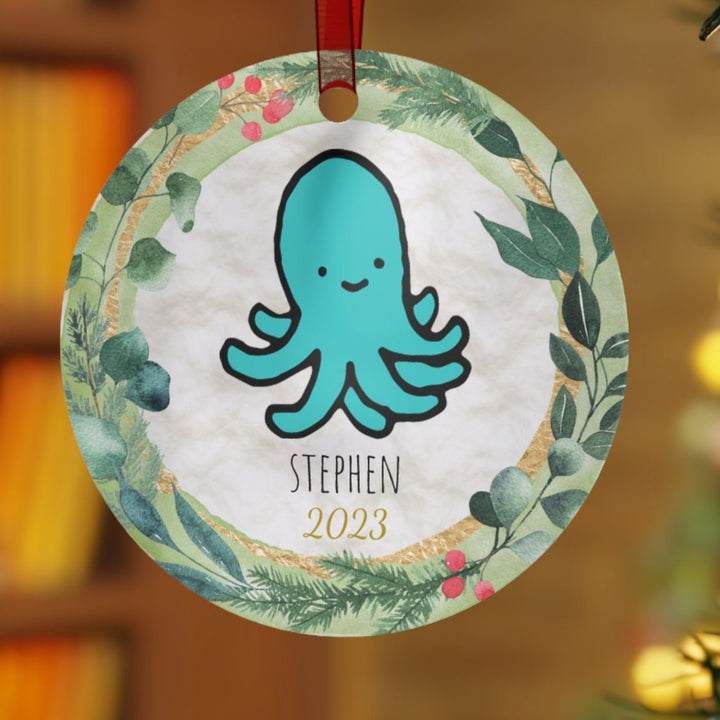 Octopus - Christmas Ornament, Ceramic, Funny Personalized, Tree Decoration 1B