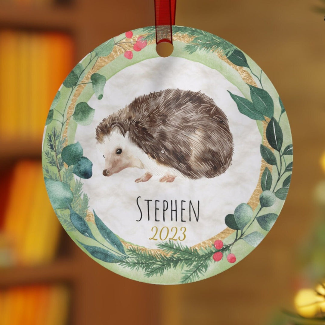 Hedgehog - Christmas Ornament, Ceramic, Funny Personalized, Tree Decoration 1A