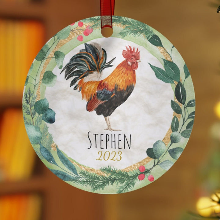 Rooster Chicken - Christmas Ornament, Ceramic, Funny Personalized, Tree Decoration