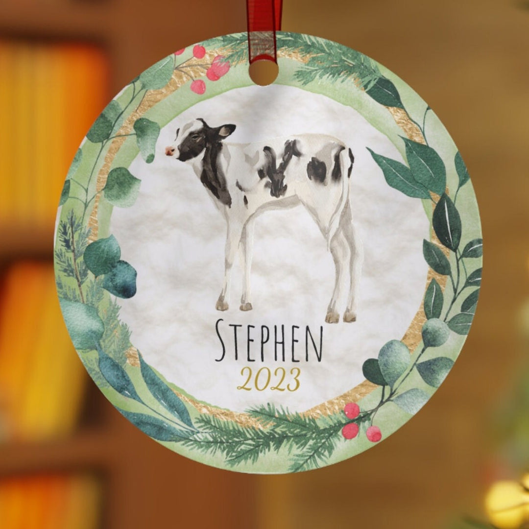 Cow - Christmas Ornament, Ceramic, Funny Personalized, Tree Decoration