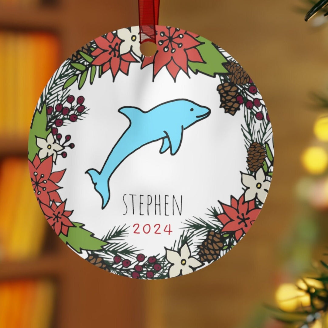 Dolphin Ocean - Christmas Ornament, Ceramic, Funny Personalized, Tree Decoration