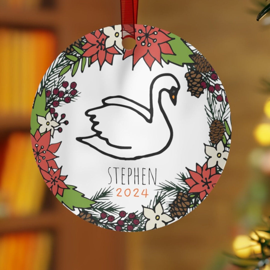 Swan Bird - Christmas Ornament, Ceramic, Funny Personalized, Tree Decoration