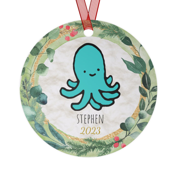 Octopus - Christmas Ornament, Ceramic, Funny Personalized, Tree Decoration 1B