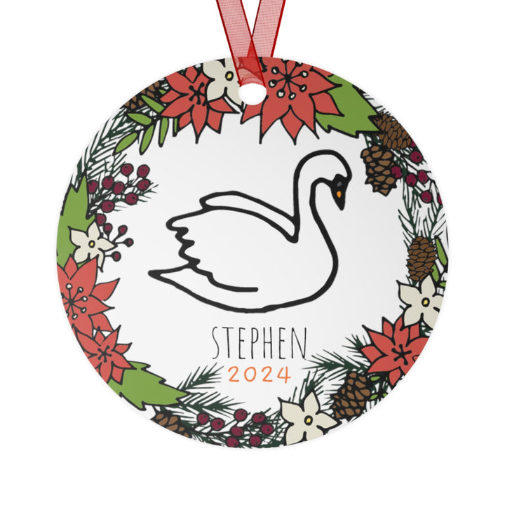 Swan Bird - Christmas Ornament, Ceramic, Funny Personalized, Tree Decoration